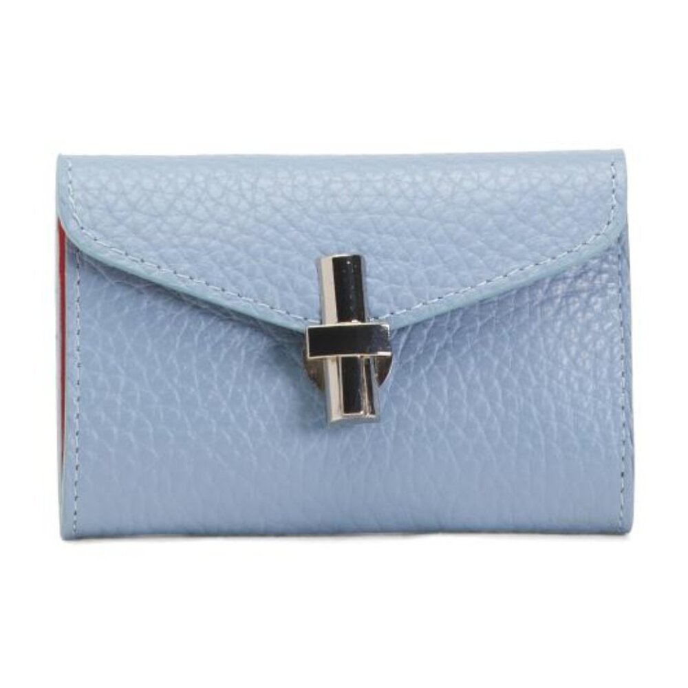 ISADORA Made In Italy Leather Large V Flap With Nickel Metal Hardware Wallet